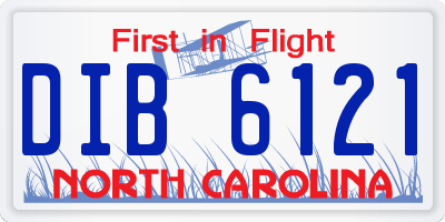 NC license plate DIB6121