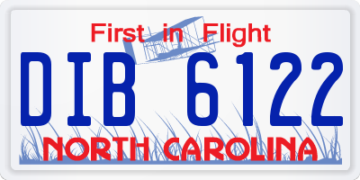 NC license plate DIB6122