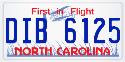 NC license plate DIB6125