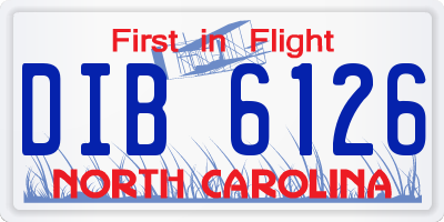 NC license plate DIB6126