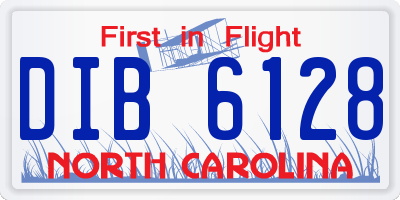 NC license plate DIB6128