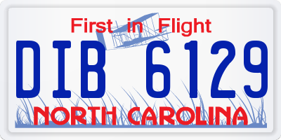NC license plate DIB6129