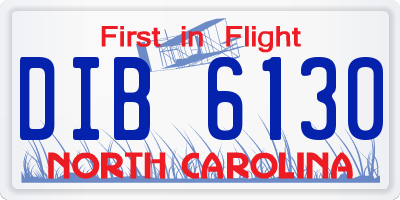 NC license plate DIB6130