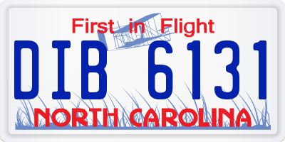 NC license plate DIB6131