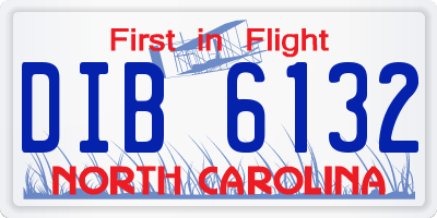 NC license plate DIB6132