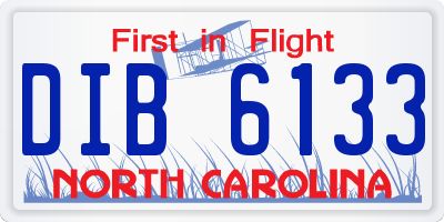 NC license plate DIB6133