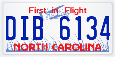 NC license plate DIB6134