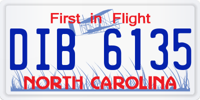 NC license plate DIB6135