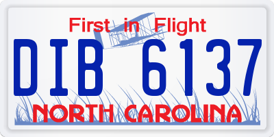 NC license plate DIB6137