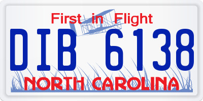 NC license plate DIB6138