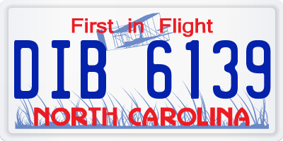 NC license plate DIB6139