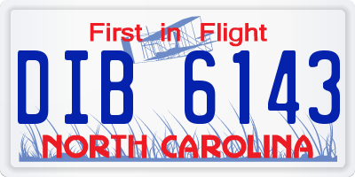 NC license plate DIB6143