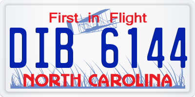 NC license plate DIB6144