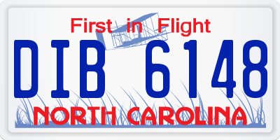 NC license plate DIB6148