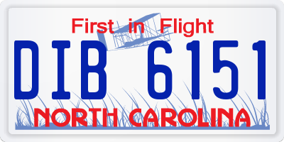 NC license plate DIB6151