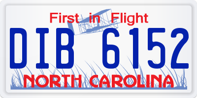 NC license plate DIB6152