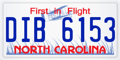 NC license plate DIB6153