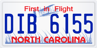 NC license plate DIB6155