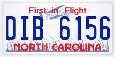 NC license plate DIB6156