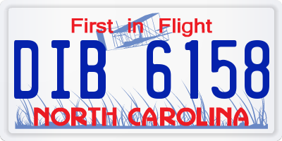 NC license plate DIB6158