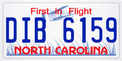 NC license plate DIB6159
