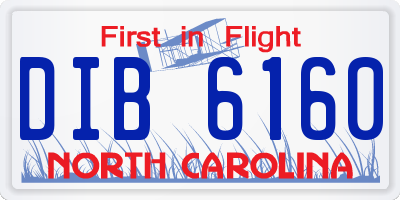 NC license plate DIB6160