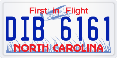 NC license plate DIB6161