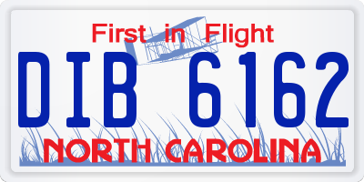 NC license plate DIB6162