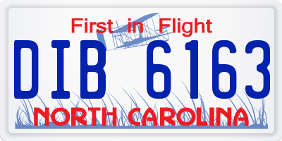 NC license plate DIB6163