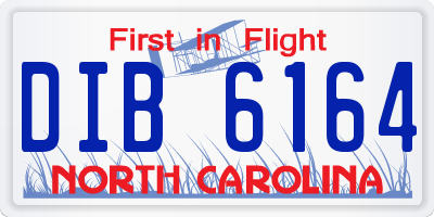 NC license plate DIB6164