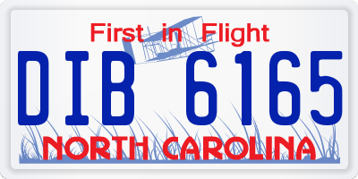 NC license plate DIB6165
