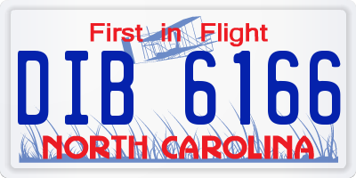 NC license plate DIB6166