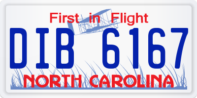 NC license plate DIB6167