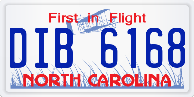 NC license plate DIB6168