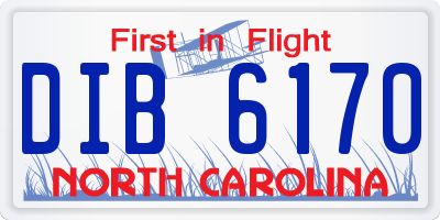 NC license plate DIB6170