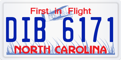 NC license plate DIB6171