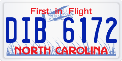 NC license plate DIB6172