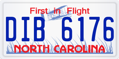 NC license plate DIB6176