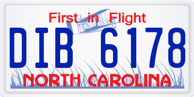 NC license plate DIB6178