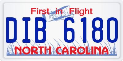 NC license plate DIB6180