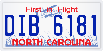 NC license plate DIB6181