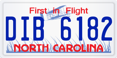 NC license plate DIB6182