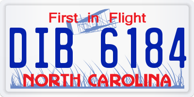 NC license plate DIB6184