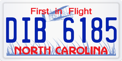 NC license plate DIB6185