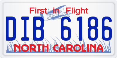 NC license plate DIB6186