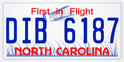 NC license plate DIB6187