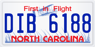 NC license plate DIB6188