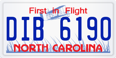 NC license plate DIB6190