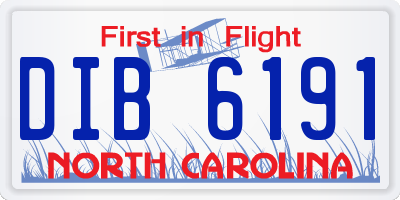 NC license plate DIB6191