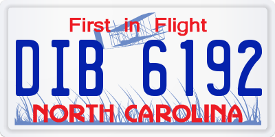 NC license plate DIB6192